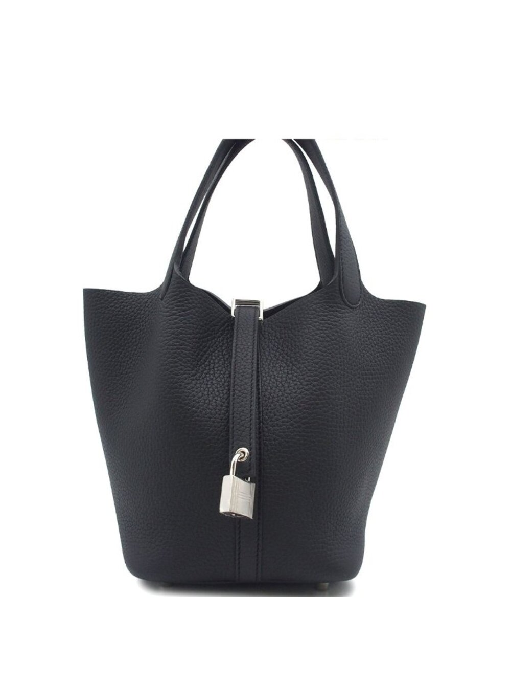 Hermes Picotin Lock PM Black Silver Taurillon Clemence Handbag